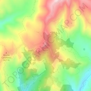 Topografisk kort Monte Fiore, højde, terræn