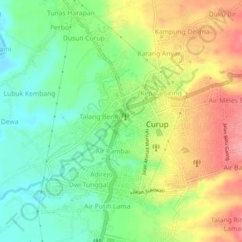 Topografisk kort Pasar Baru, højde, terræn