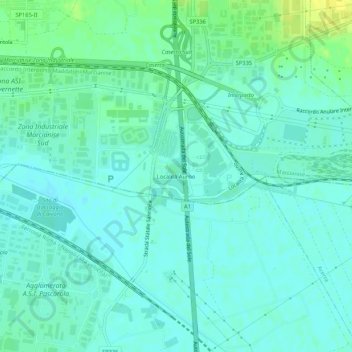 Topografisk kort Località Aurno, højde, terræn