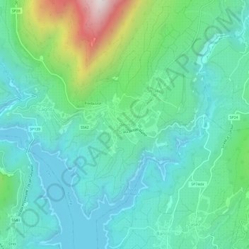 Topografisk kort Revò, højde, terræn