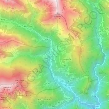 Topografisk kort Riva, højde, terræn