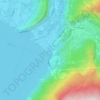 Topografisk kort Torbole, højde, terræn
