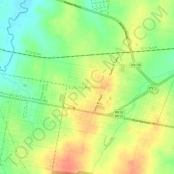 Topografisk kort Colonia Avellaneda, højde, terræn