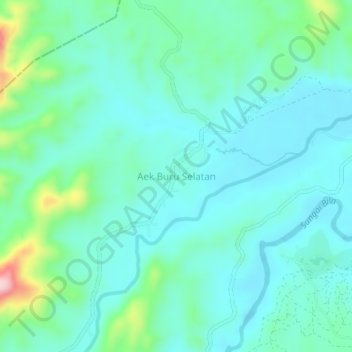 Topografisk kort Aek Buru Selatan, højde, terræn