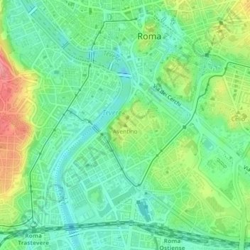 Topografisk kort Aventino, højde, terræn
