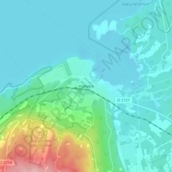 Topografisk kort Hällekis, højde, terræn