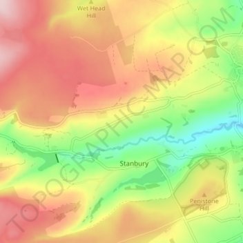 Topografisk kort Oldfield, højde, terræn
