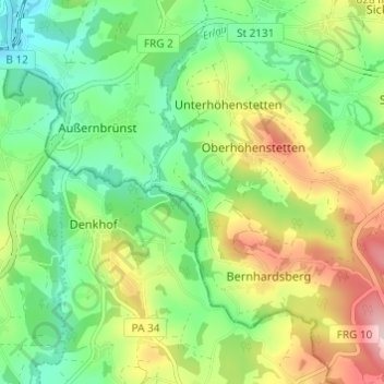 Topografisk kort Kühn, højde, terræn