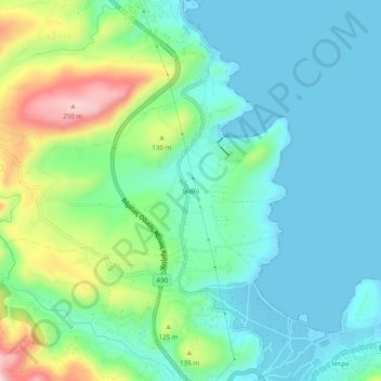 Topografisk kort Βαθύ, højde, terræn