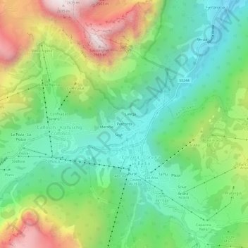 Topografisk kort Pescosta, højde, terræn