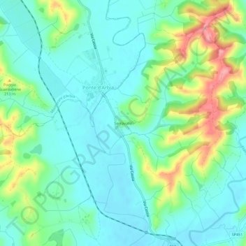 Topografisk kort Serravalle, højde, terræn