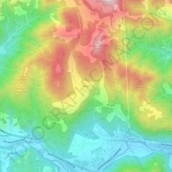 Topografisk kort Teglie, højde, terræn