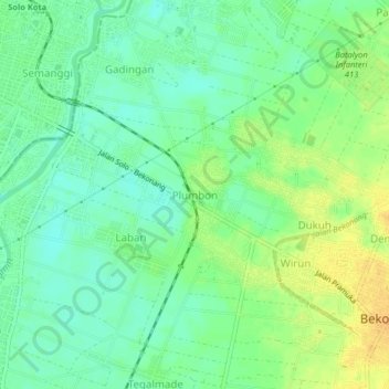 Topografisk kort Plumbon, højde, terræn