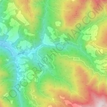 Topografisk kort Caiano, højde, terræn