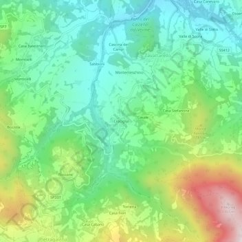 Topografisk kort Crociglia, højde, terræn