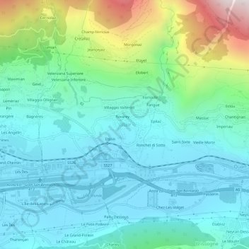 Topografisk kort Villair, højde, terræn