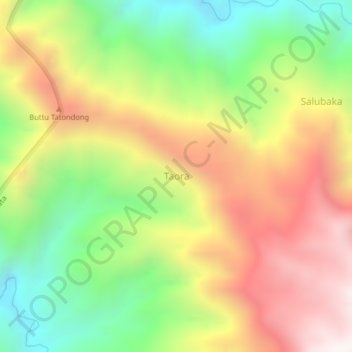 Topografisk kort Taora, højde, terræn