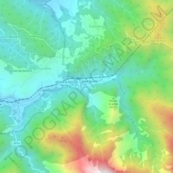 Topografisk kort Equi Terme, højde, terræn