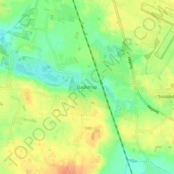 Topografisk kort Gadstrup, højde, terræn