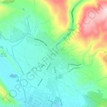 Topografisk kort Paganica, højde, terræn