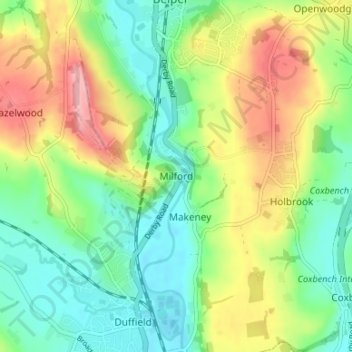 Topografisk kort Milford, højde, terræn