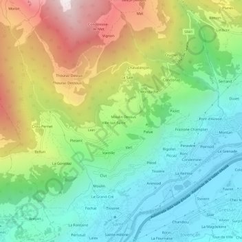 Topografisk kort Remondet, højde, terræn