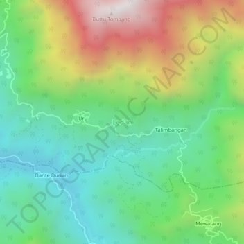 Topografisk kort Ledan, højde, terræn