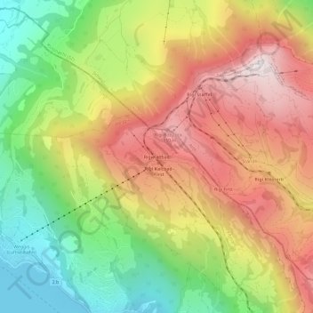 Topografisk kort Rigi Kaltbad, højde, terræn