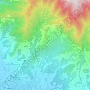Topografisk kort Matraia, højde, terræn