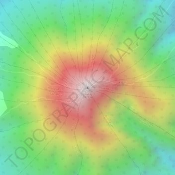 Topografisk kort Gunung Cikuray, højde, terræn