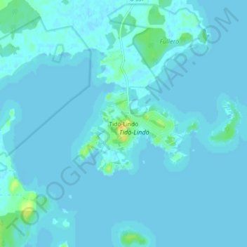 Topografisk kort Tidö-Lindö, højde, terræn
