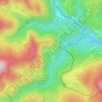 Topografisk kort Prossenicco, højde, terræn
