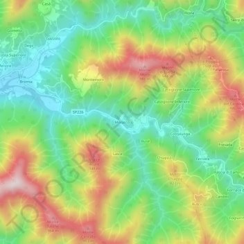Topografisk kort Morasco, højde, terræn