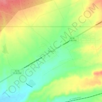 Topografisk kort Truxton, højde, terræn