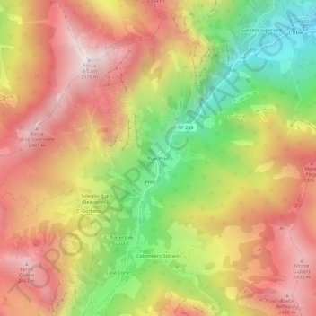 Topografisk kort Pian Preit, højde, terræn
