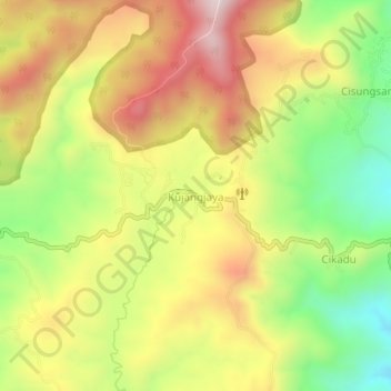 Topografisk kort Kujangjaya, højde, terræn