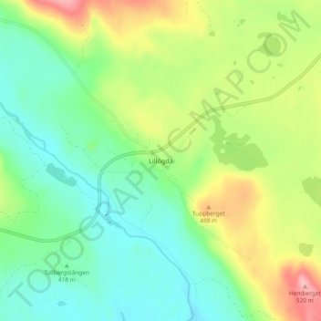 Topografisk kort Lillögda, højde, terræn