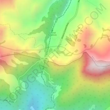 Topografisk kort Brazilian Highlands, højde, terræn
