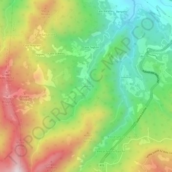 Topografisk kort Corchia, højde, terræn