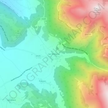 Topografisk kort San Pellegrino, højde, terræn