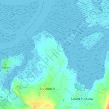 Topografisk kort Ham Green, højde, terræn