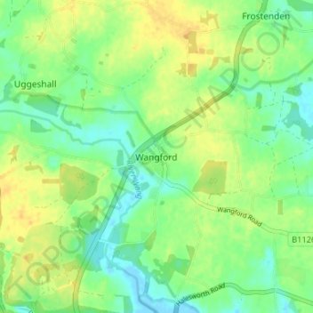 Topografisk kort Wangford, højde, terræn