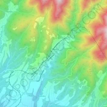 Topografisk kort Ronta, højde, terræn