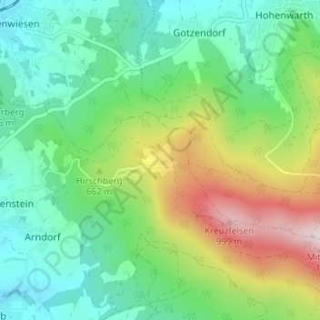 Topografisk kort Reitenberg, højde, terræn