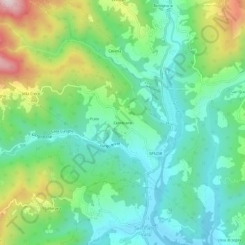 Topografisk kort Cembrano, højde, terræn