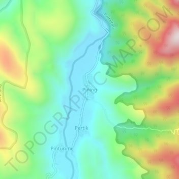 Topografisk kort Pining, højde, terræn