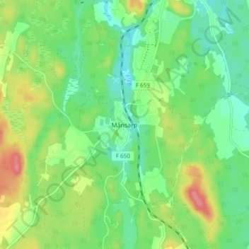 Topografisk kort Månsarp, højde, terræn