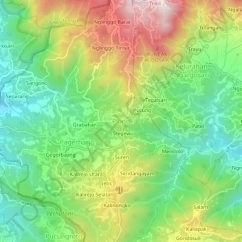 Topografisk kort Plono, højde, terræn