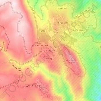 Topografisk kort Maale Shlomo, højde, terræn