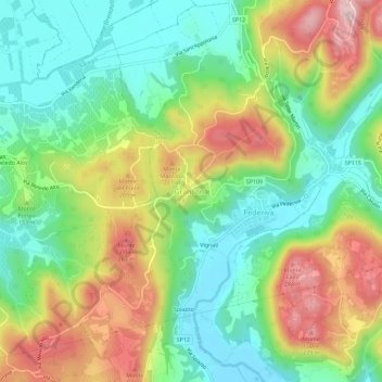 Topografisk kort Grancona, højde, terræn